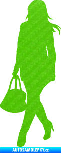 Samolepka Žena na nákupu 005 levá 3D karbon zelený kawasaki