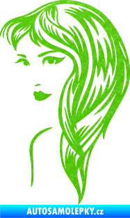 Samolepka Žena tvář 001 levá 3D karbon zelený kawasaki
