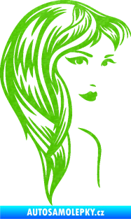Samolepka Žena tvář 001 pravá 3D karbon zelený kawasaki