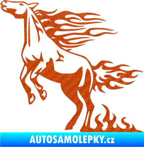 Samolepka Animal flames 001 levá kůň 3D karbon oranžový
