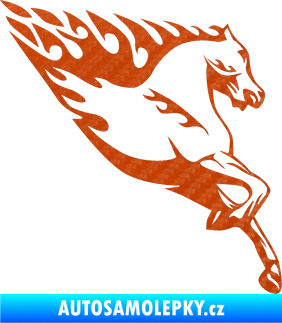 Samolepka Animal flames 002 pravá kůň 3D karbon oranžový