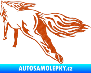 Samolepka Animal flames 009 levá kůň 3D karbon oranžový