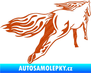 Samolepka Animal flames 009 pravá kůň 3D karbon oranžový