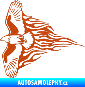 Samolepka Animal flames 019 levá letící orel 3D karbon oranžový