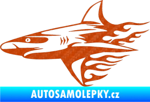 Samolepka Animal flames 031 levá žralok 3D karbon oranžový