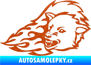 Samolepka Animal flames 036 levá vlk 3D karbon oranžový