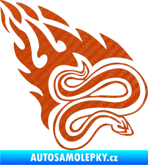 Samolepka Animal flames 065 pravá had 3D karbon oranžový