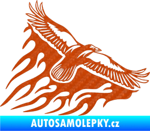 Samolepka Animal flames 091 pravá letící orel 3D karbon oranžový