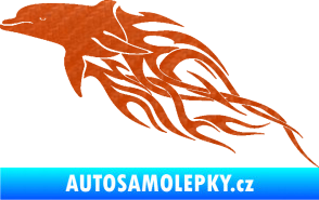 Samolepka Animal flames 102 levá delfín 3D karbon oranžový
