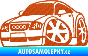 Samolepka Audi TT karikatura levá 3D karbon oranžový