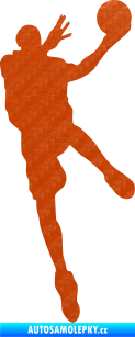 Samolepka Basketbal 006 pravá 3D karbon oranžový