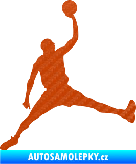 Samolepka Basketbal 016 pravá 3D karbon oranžový