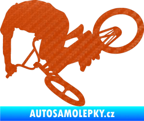 Samolepka Biker 001 levá 3D karbon oranžový