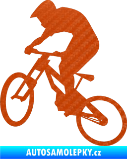 Samolepka Biker 002 levá 3D karbon oranžový