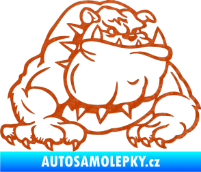 Samolepka Buldog 001 pravá pes 3D karbon oranžový