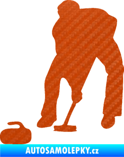 Samolepka Curling 001 levá 3D karbon oranžový