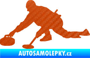 Samolepka Curling 003 levá 3D karbon oranžový