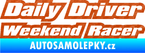 Samolepka Daily driver weekend racer 3D karbon oranžový