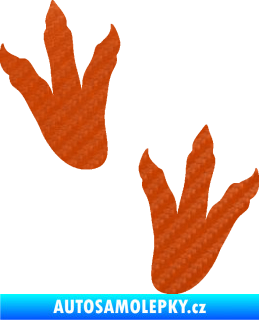 Samolepka Dinosaurus stopy 001 levá 3D karbon oranžový