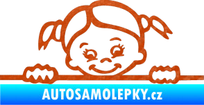Samolepka Dítě v autě 030 pravá malá slečna hlavička 3D karbon oranžový