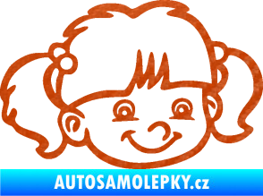 Samolepka Dítě v autě 035 pravá holka hlavička 3D karbon oranžový