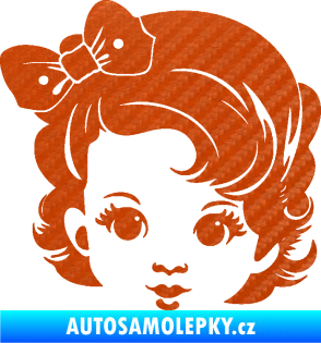 Samolepka Dítě v autě 110 levá holčička s mašlí 3D karbon oranžový
