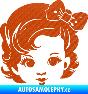 Samolepka Dítě v autě 110 pravá holčička s mašlí 3D karbon oranžový