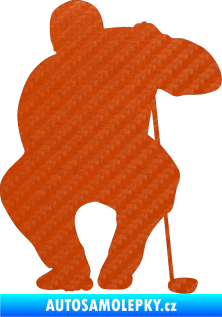 Samolepka Golfista 006 pravá 3D karbon oranžový