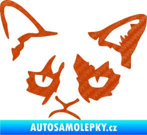 Samolepka Grumpy cat 001 levá 3D karbon oranžový