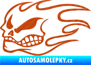 Samolepka Head - lebka - levá 3D karbon oranžový