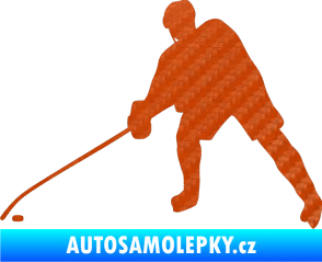 Samolepka Hokejista 002 levá 3D karbon oranžový