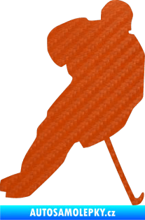 Samolepka Hokejista 003 pravá 3D karbon oranžový