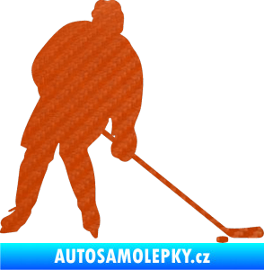 Samolepka Hokejista 005 pravá 3D karbon oranžový