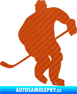 Samolepka Hokejista 007 levá 3D karbon oranžový