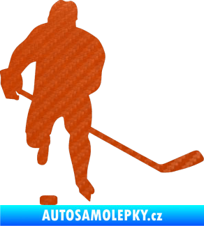Samolepka Hokejista 008 pravá 3D karbon oranžový