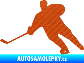 Samolepka Hokejista 014 levá 3D karbon oranžový