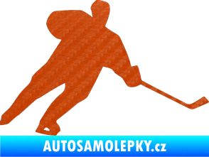 Samolepka Hokejista 014 pravá 3D karbon oranžový