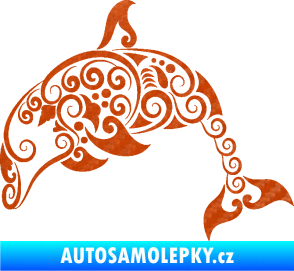 Samolepka Interiér 015 levá delfín 3D karbon oranžový