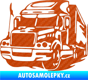 Samolepka Kamion 002 levá nákladní auto 3D karbon oranžový