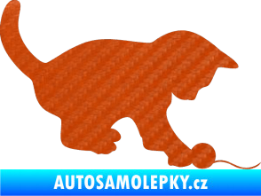 Samolepka Kočka 002 pravá 3D karbon oranžový