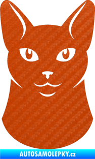 Samolepka Kočka 005 levá 3D karbon oranžový