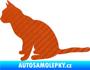 Samolepka Kočka 008 levá 3D karbon oranžový
