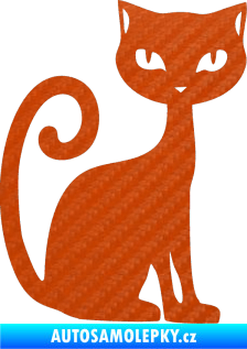 Samolepka Kočka 009 pravá 3D karbon oranžový