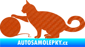 Samolepka Kočka 011 levá 3D karbon oranžový