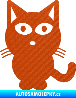 Samolepka Kočka 034 levá 3D karbon oranžový