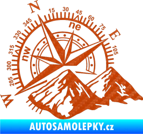 Samolepka Kompas 002 levá hory 3D karbon oranžový