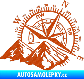 Samolepka Kompas 002 pravá hory 3D karbon oranžový