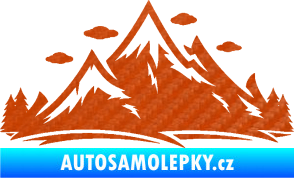 Samolepka Krajina hory 002 pravá 3D karbon oranžový