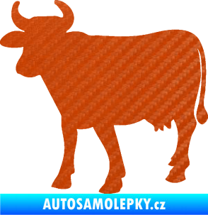 Samolepka Kráva 002 levá 3D karbon oranžový