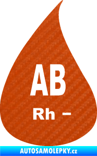 Samolepka Krevní skupina AB Rh- kapka 3D karbon oranžový